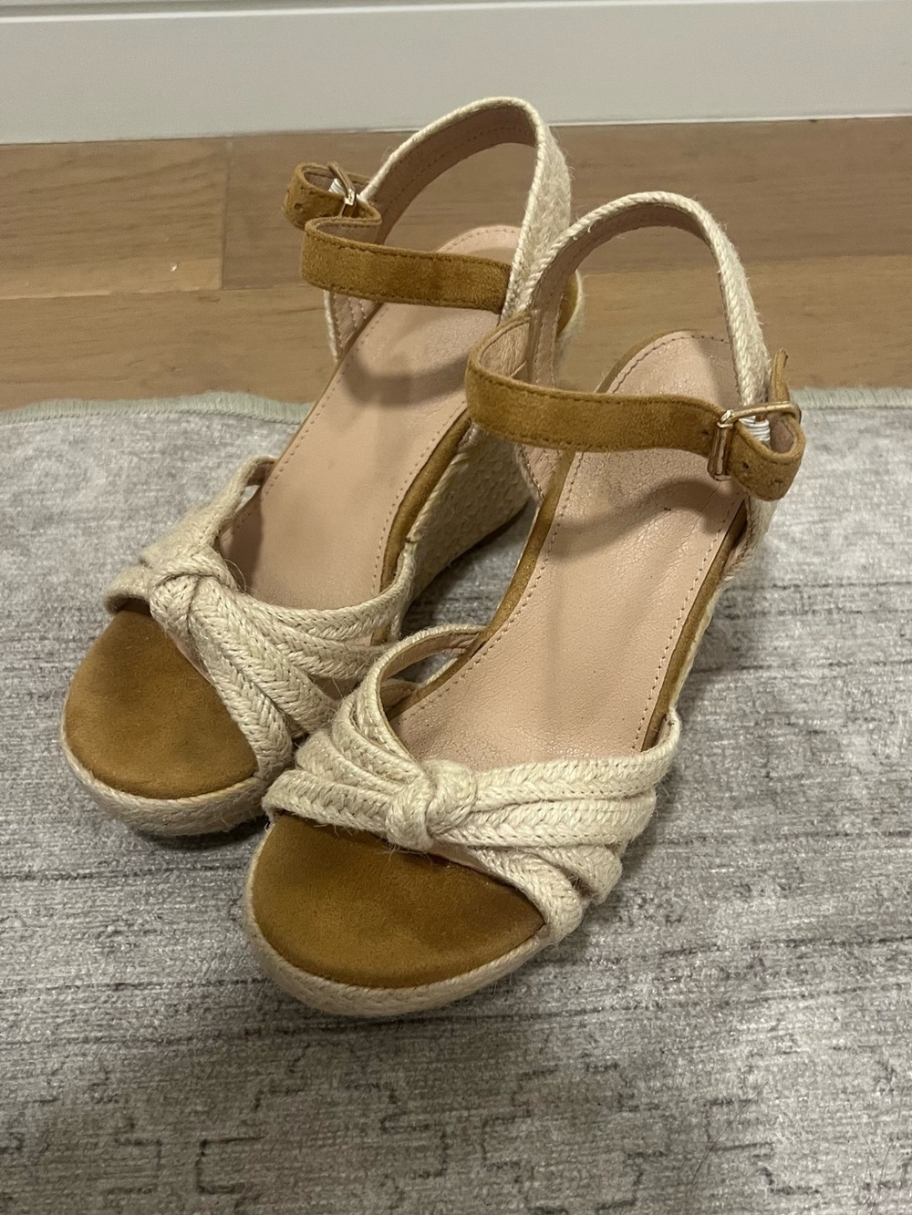 Espadrille Wedge Sandals for women straps open toe platform size 6 high heels - Picture 4 of 10